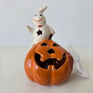 Ceramic Ghost and Pumpkin Candle (lights up)